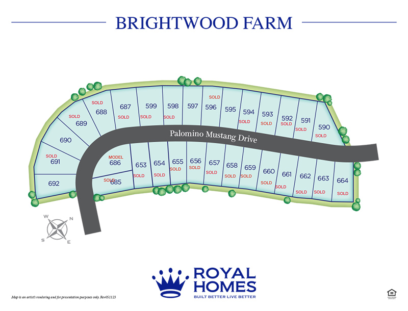 Royal Homes of North Carolina - Brightwood Farm  - Palomino Mustang Drive  - Site Map