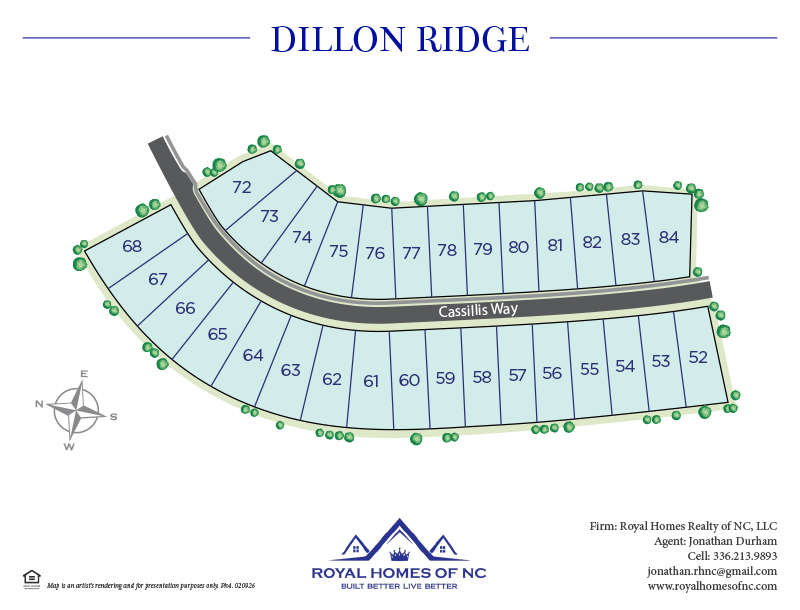Royal Homes of North Carolina - Dillon Ridge - Cassillis Way - Site Map