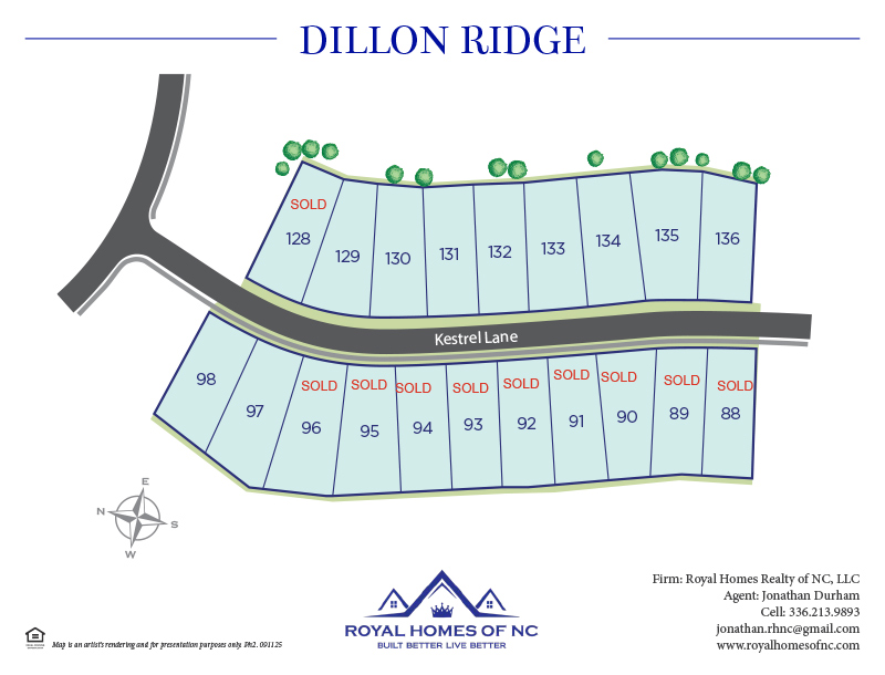 Royal Homes of North Carolina - Dillon Ridge - Kestrel Lane - Site Map
