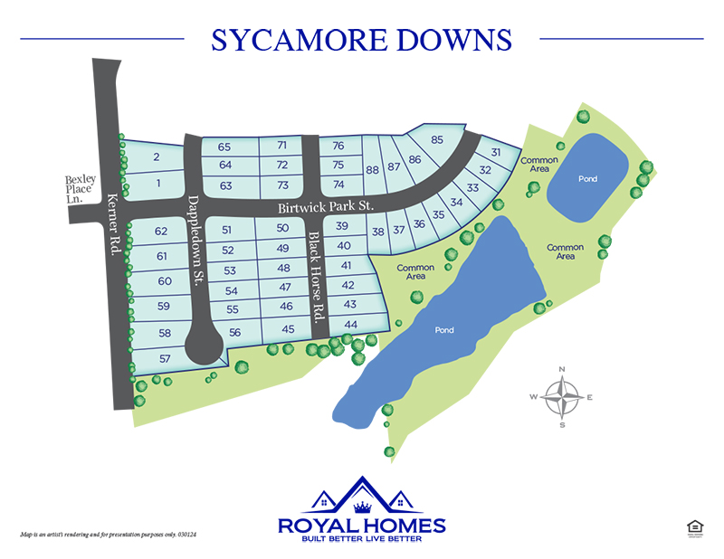 Royal Homes of North Carolina - Sycamore Downs - Site Map