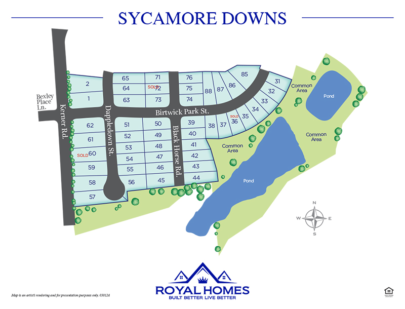 Royal Homes of North Carolina - Sycamore Downs - Site Map