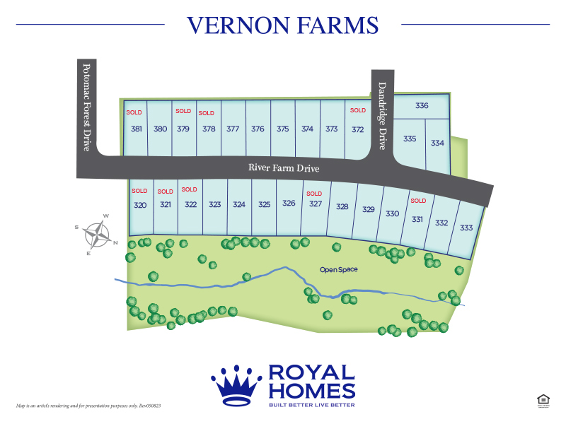 Royal Homes of North Carolina - Vernon Farms - Site Map