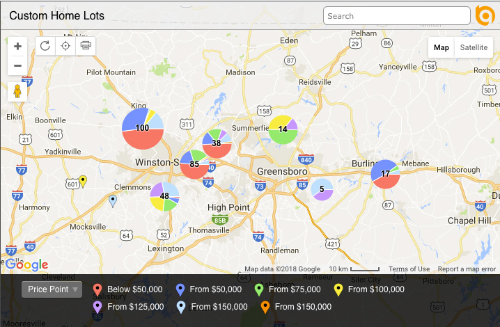 Map of Custom Home Lots